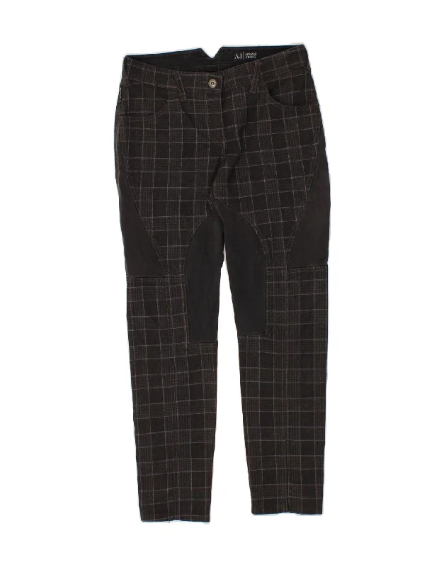 ARMANI JEANS Womens Slim Casual Trousers W26 L27  Grey Check Polyester