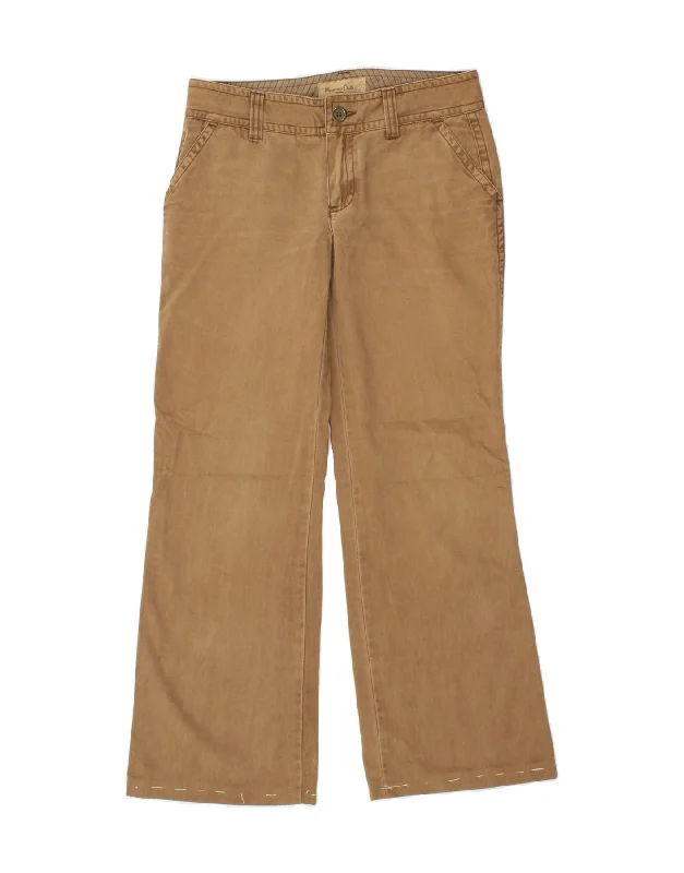 MASSIMO DUTTI Womens Wide Leg Chino Trousers EU 36 XS W26 L28  Brown