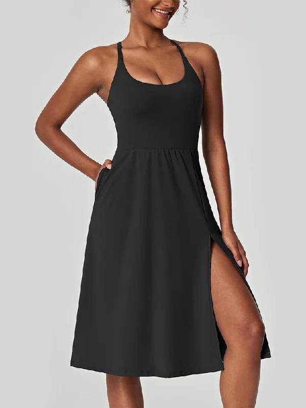 IUGA High Split Women's Tennis Dress with Built-in Shorts & Bra