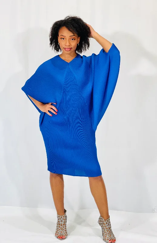 Sassyn Blue Bat wing Sleeve Dress
