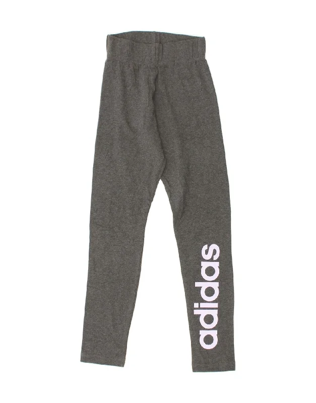 ADIDAS Womens Graphic Leggings UK 0/2 2XS Grey Cotton