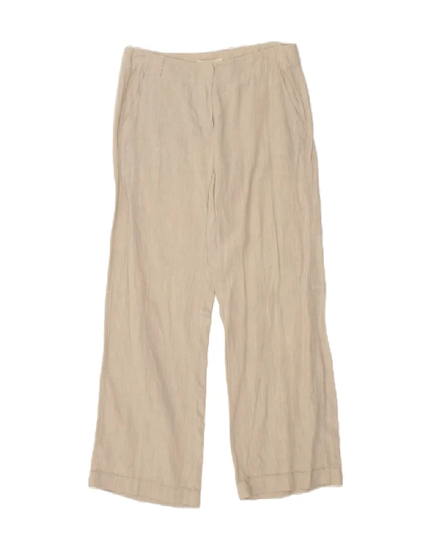 MAX MARA Womens Straight Chino Trousers UK 10 Small W30 L29 Beige Linen