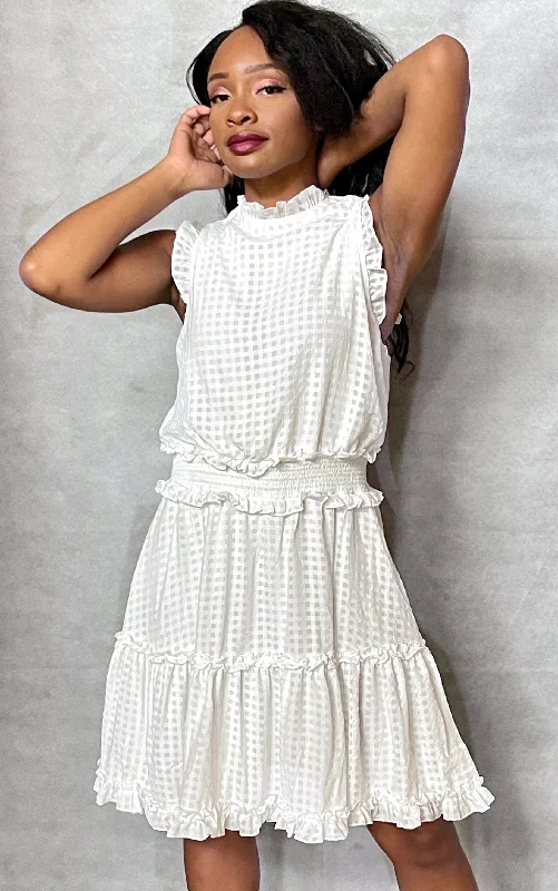 Off White Dress With Ruffle