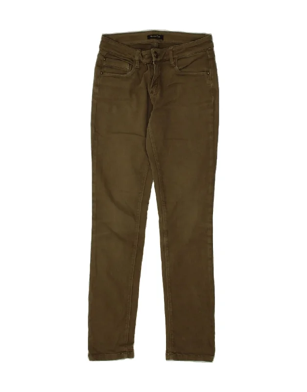MASSIMO DUTTI Womens Slim Cropped Jeans EU 36 XS W26 L27  Khaki Cotton