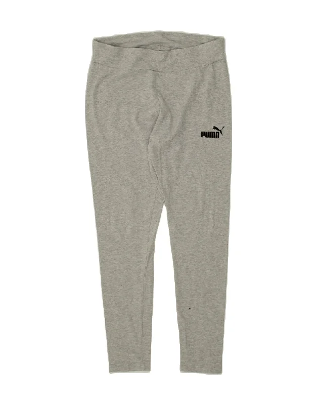 PUMA Womens Leggings UK 12 Medium Grey Cotton