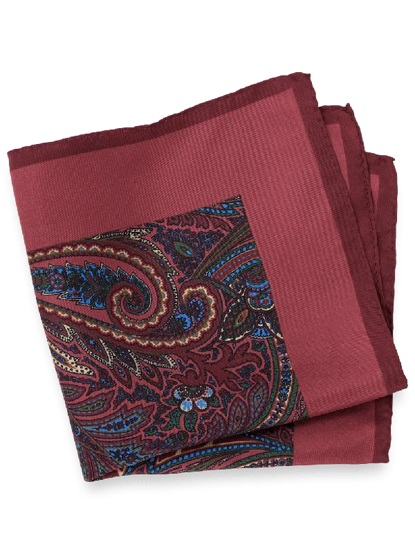 Paisley Silk Pocket Square - Burgundy Multi