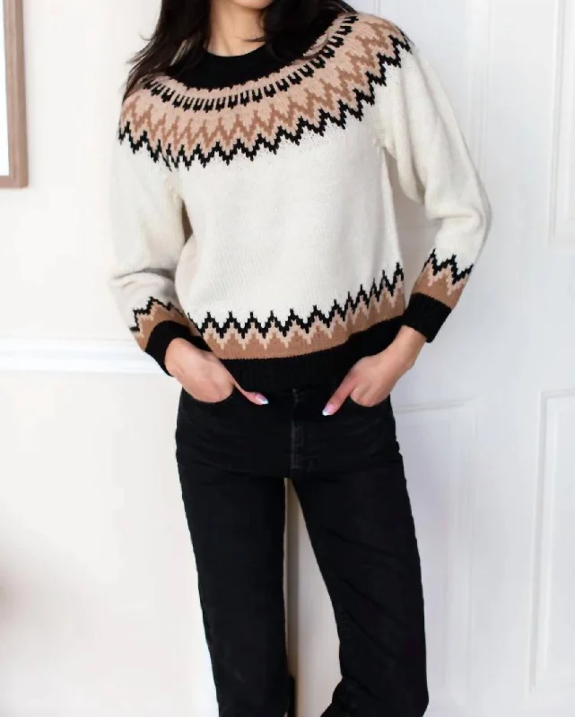 Fair Isle Crewneck Top In Nordic Mix Alpaca