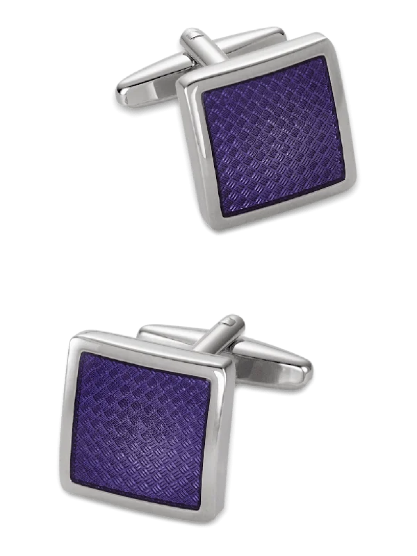Enamel Square Cufflink - Purple