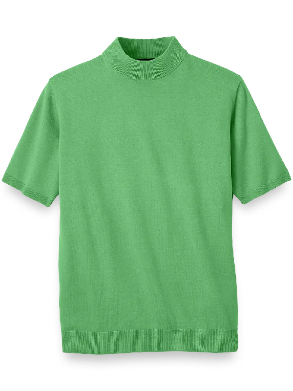 Cotton Mock Neck Sweater - Light Green
