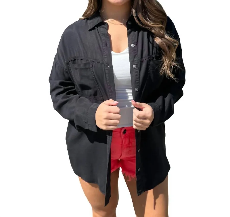 Plain & Simple Oversized Tencel Shirt In Black