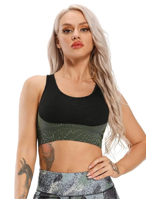 Women Contrast Color Seamless Sports Bra