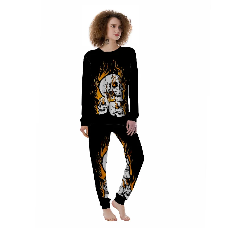 Fire Skull Head Print Women's Pajamas Best pajama sets for hot sleepers