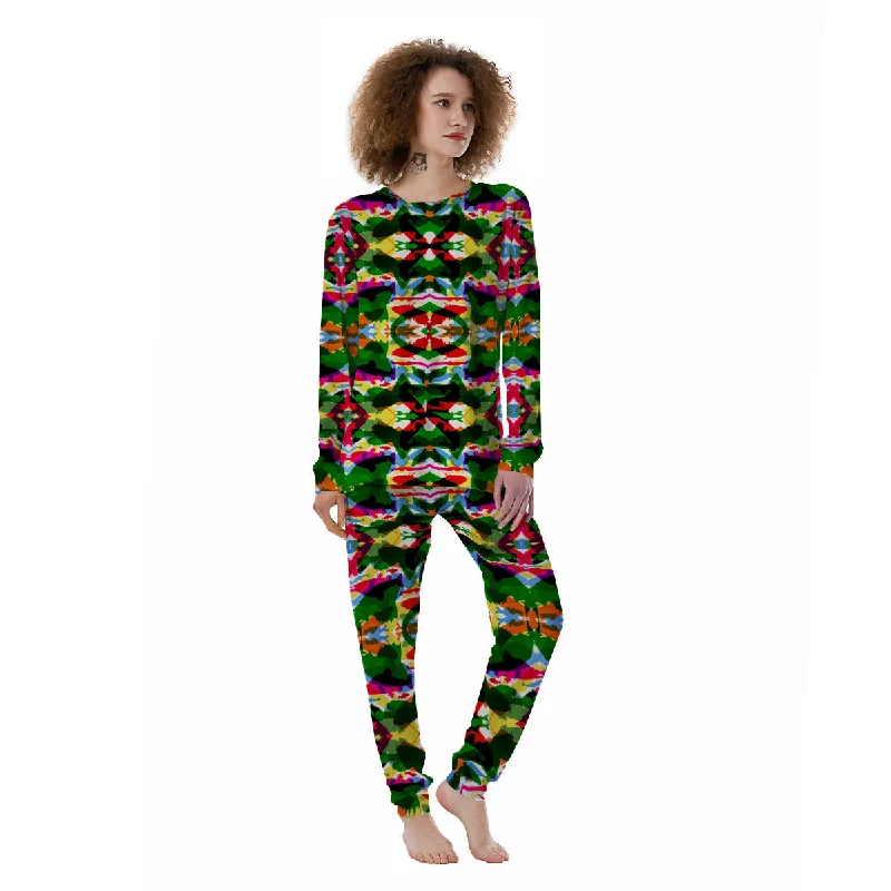 Fish Colorful Abstract Print Pattern Women's Pajamas Long sleeve pajama sets