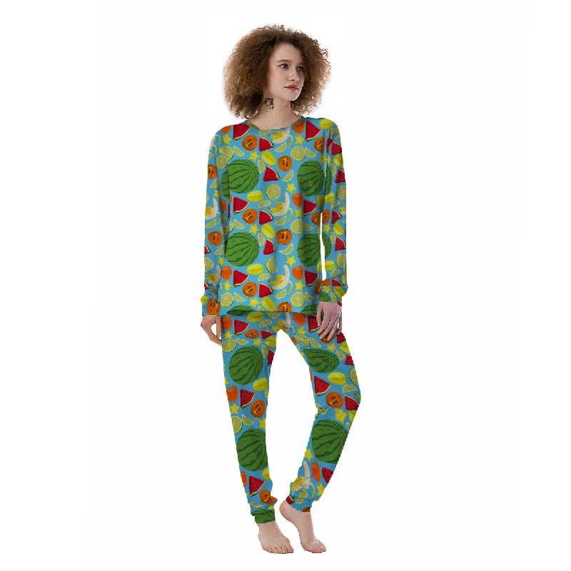 Fruits Depicting Print Pattern Women's Pajamas Warm pajama sets