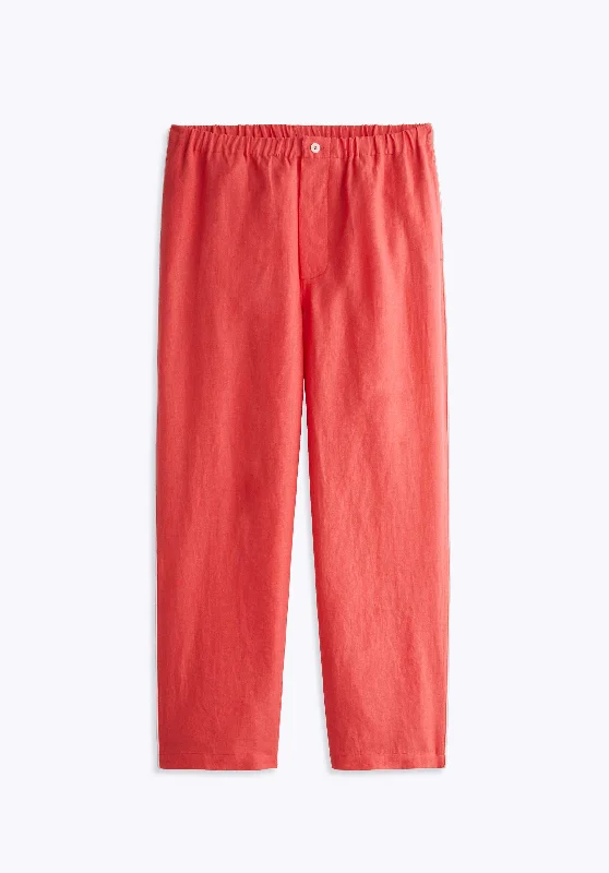 Milton Pajama Pant in Washed Red Linen Elegant pajama sets