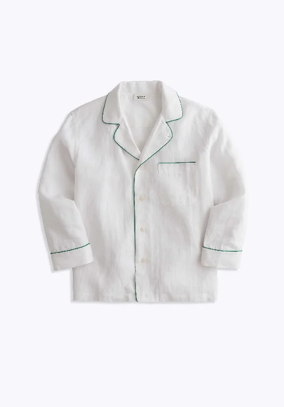 Milton Pajama Shirt in White Linen Best pajama sets for pregnancy