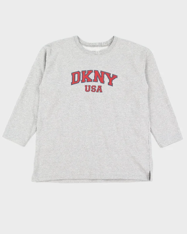 Vintage 00s DNKY USA Women's Grey Sweatshirt - L Couple pajama sets