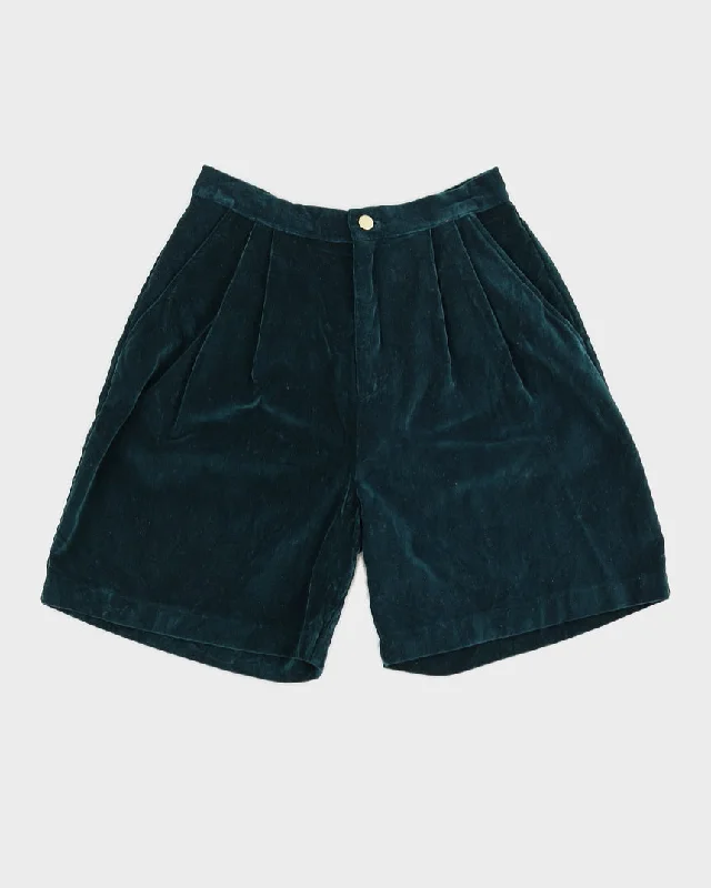 Vintage 90s Green High Waisted Velour Shorts - W26 Best pajama sets for teens