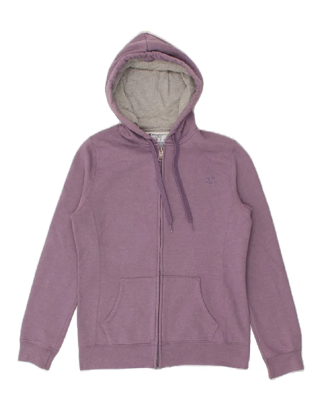 CHAMPION Womens Zip Hoodie Sweater UK 10 Small Purple Cotton Streetwear sweaters