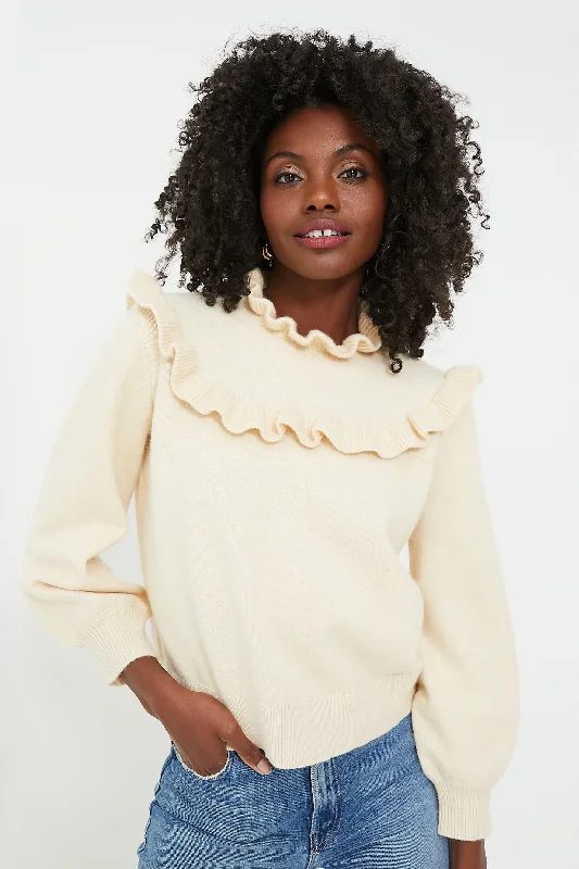 Cream Ruffle Ramona Sweater Warm sweaters