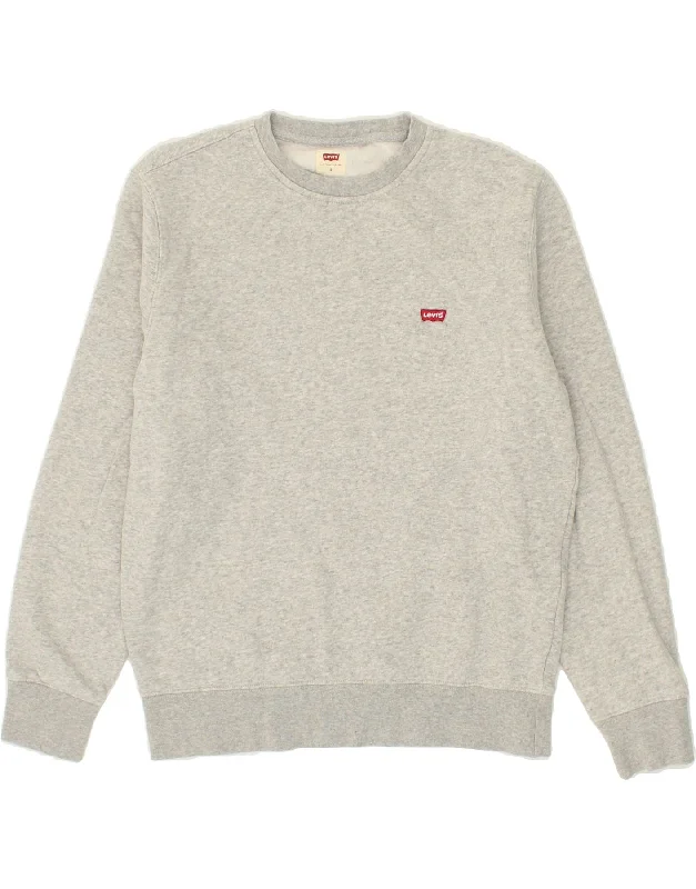 LEVI'S Womens Oversized Sweatshirt Jumper UK 10 Small Grey Cotton Budget-friendly sweaters