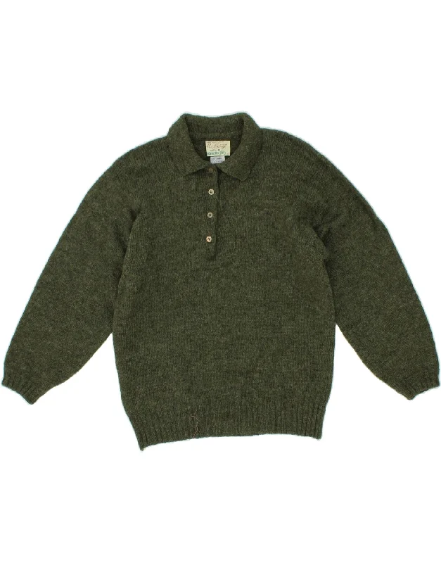 MC GEORGE Womens Polo Neck Jumper Sweater EU 40 Medium Green Wool Zara sweaters