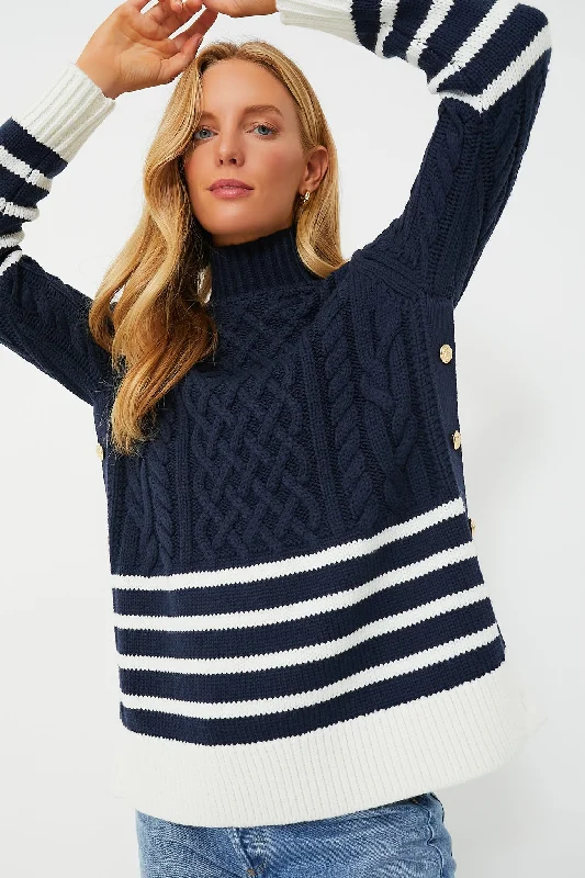 Navy Striped Sankaty Turtleneck Fashionable sweaters