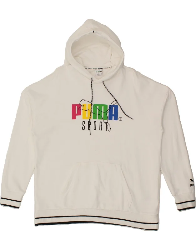 PUMA Womens Graphic Hoodie Jumper UK 20 2XL White Cotton Best sweaters for casual wear