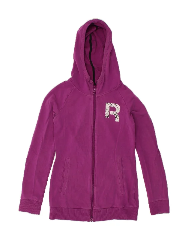 REEBOK Womens Graphic Zip Hoodie Sweater UK 8/10 Small Pink Cotton North Face sweaters