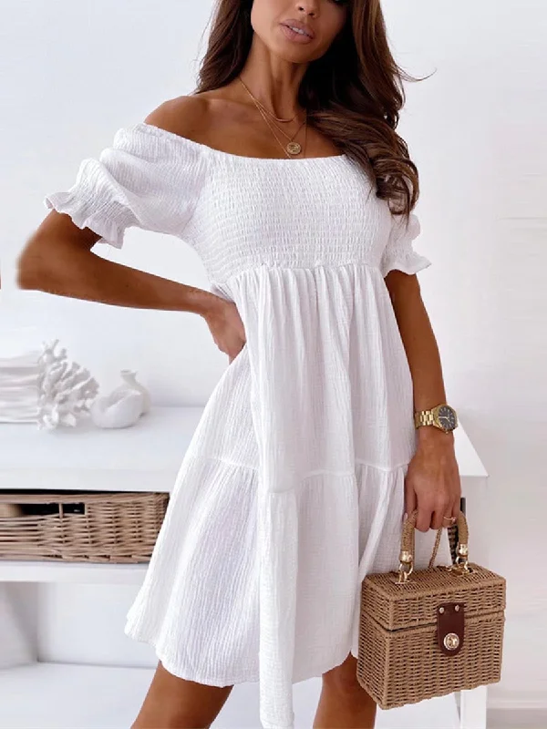 Enjoy The Days Off-shoulder Mini Dresses Tiered mini dresses