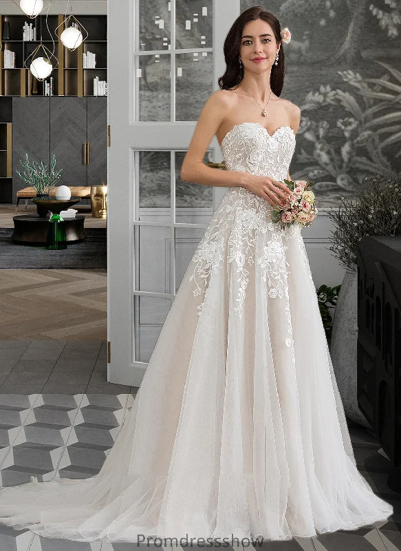 Paloma Ball-Gown/Princess Sweetheart Court Train Tulle Wedding Dress STKP0013732 Princess Bridal Dress