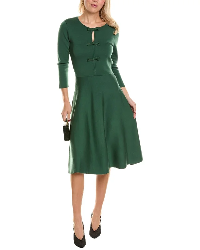 Carolina Herrera Flare Wool-Blend Midi Dress Best midi dresses for summer vacation