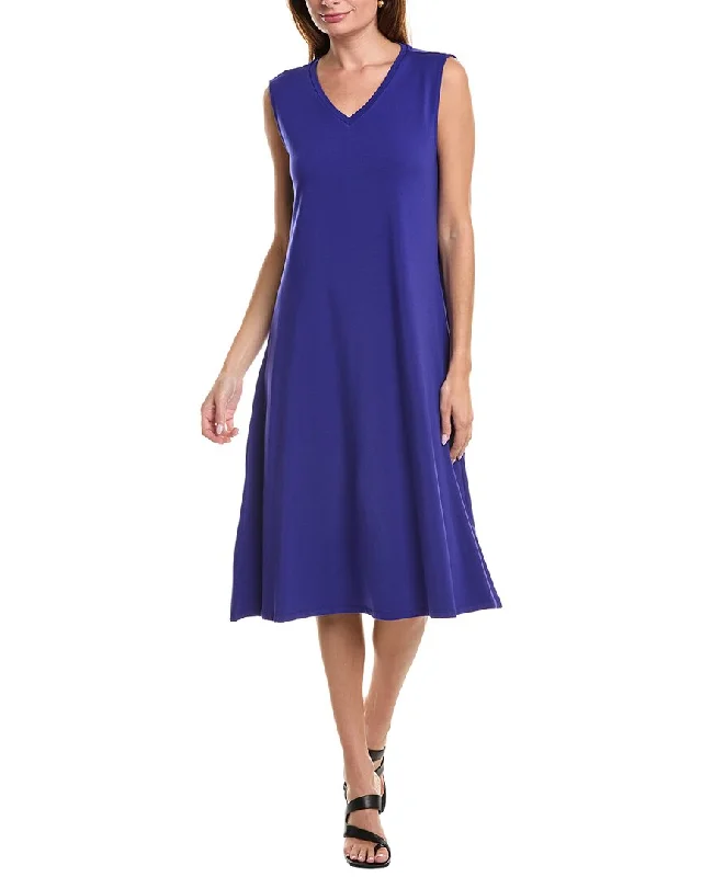 Eileen Fisher V-Neck Midi Dress Cotton midi dresses