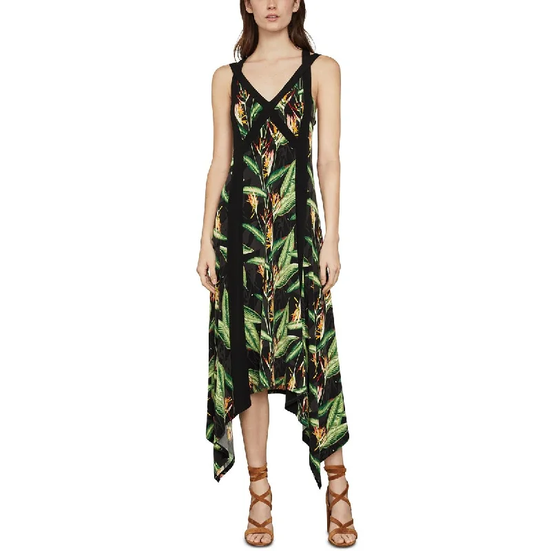 Womens Floral Print Tea Length Midi Dress Best value midi dresses