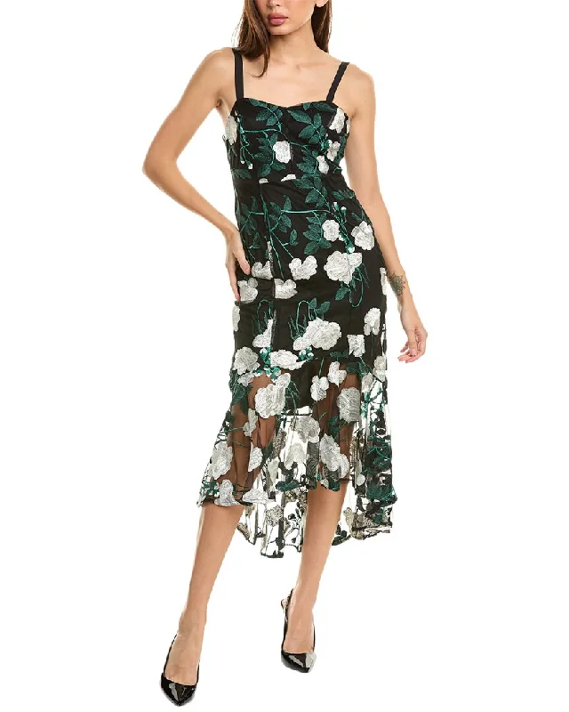 Sam Edelman Vine Flower Embroidery Midi Dress Wedding guest midi dresses