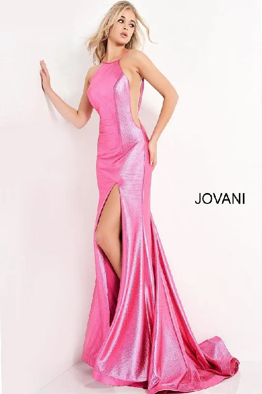 Jovani 06525 Metallic Backless Long Prom Dress Shein maxi dresses