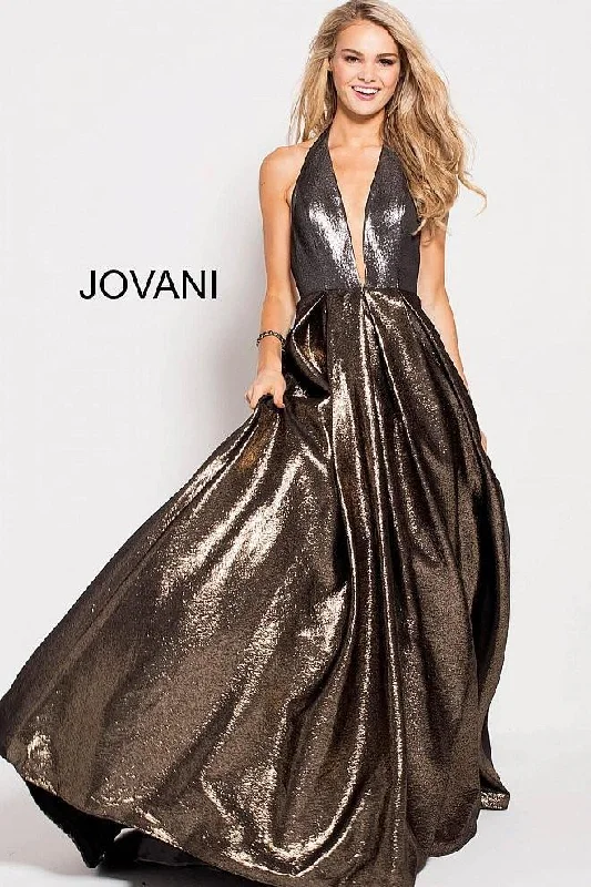 Jovani 57237 Long Metallic Prom Dress Off-shoulder maxi dresses