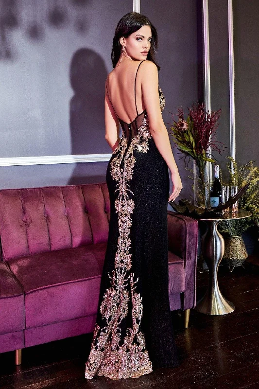 Cinderella Divine CR856 Sexy Long Black  Prom Dress Fashion-forward maxi dresses