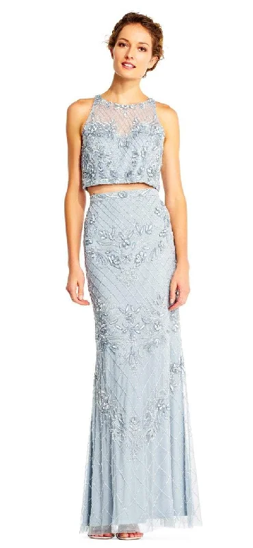 Adrianna Papell - AP1E201534 Beaded Halter Illusion Two Piece Gown Bodycon party dresses