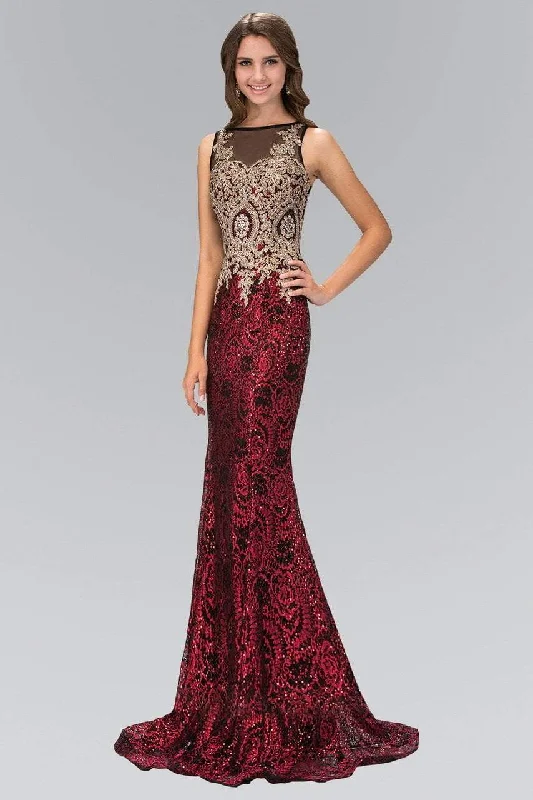 Elizabeth K - GL1319 Embellished Illusion Bateau Neck Gown Best party dresses for curvy figures