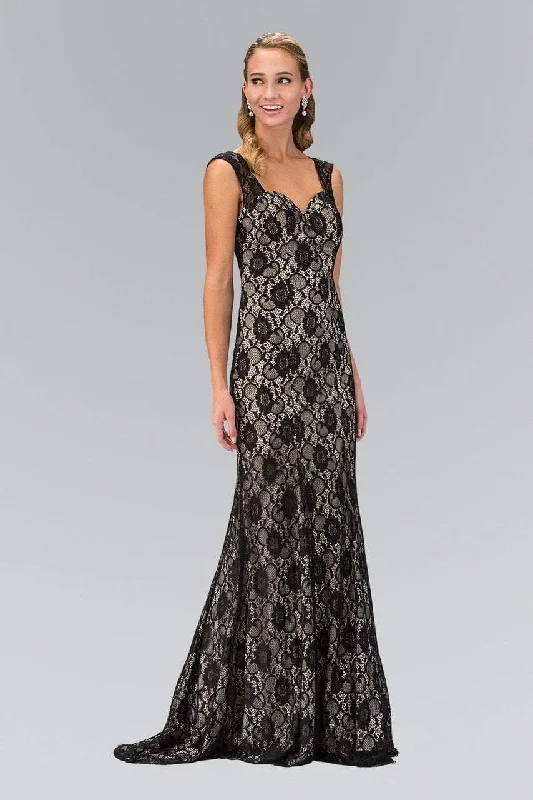 Elizabeth K - GL1396 Long Contrast Lace Sheath Gown Women's trendy party dresses sale