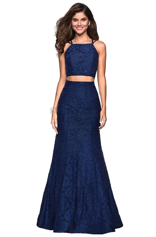 La Femme - 27452 Strappy Two Piece Halter Trumpet Gown Dinner party dresses