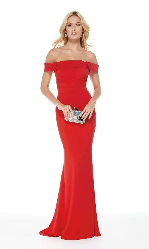 Alyce Paris - 5024 Off The Shoulder Satin Trumpet Evening Dress - 1 pc Diamond White In Size 6 Available Everyday wear unclassified dresses