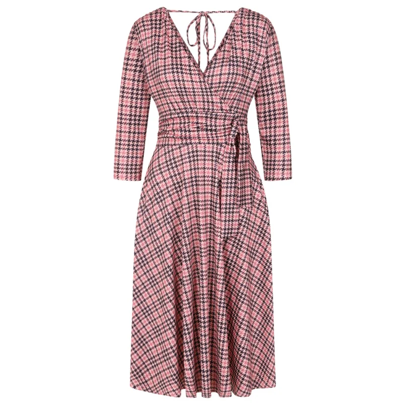 Arabella Dress - Pink Houndstooth Boho unclassified dresses