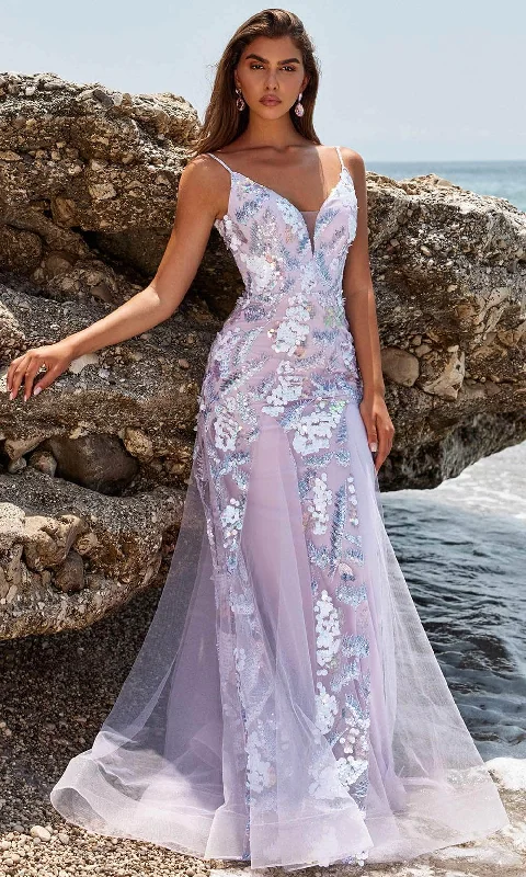 Blush by Alexia Designs 12113 - Plunging V-Neck Godets Prom Gown Pastel unclassified dresses