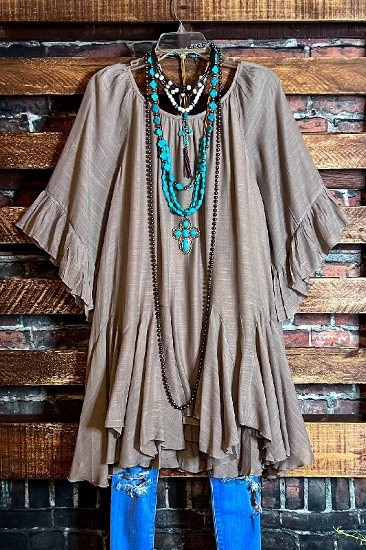 BOHO-HIPPIE SWING OVERSIZED COMFY TUNIC DRESS IN MOCHA Graduation unclassified dresses