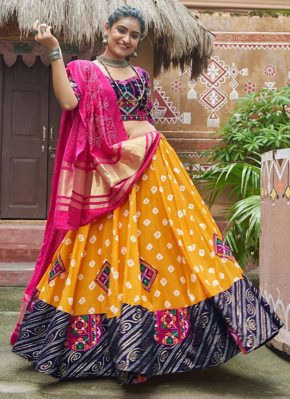 Breathtaking Yellow Embroidered Navratri Lehenga Choli Discounted unclassified dresses