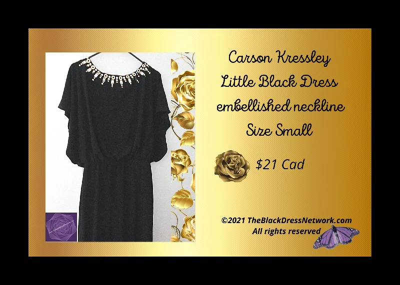 Carson Kressley Little Black Dress Size Small  embellished neckline Fab Luxury unclassified dresses