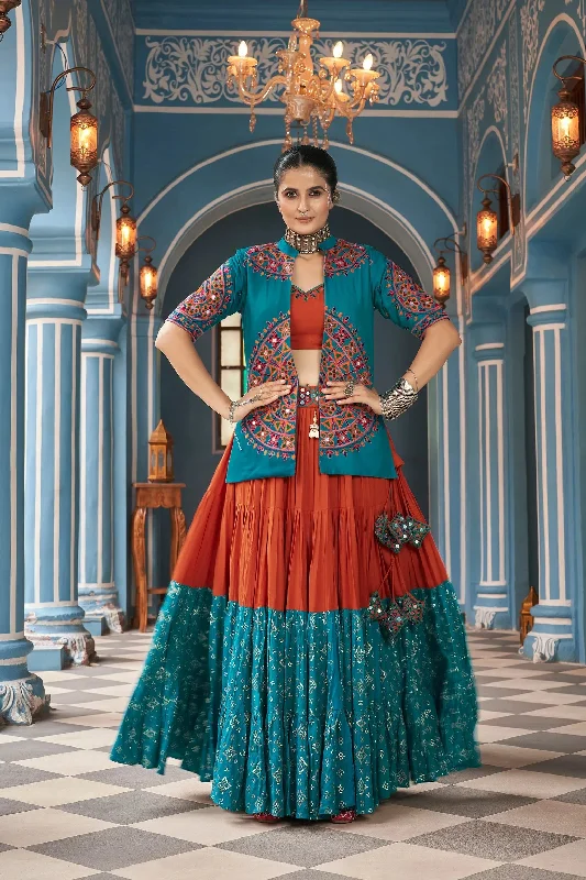 Celebrate Navratri With Multi and Rama  Lehenga Choli Flowy unclassified dresses