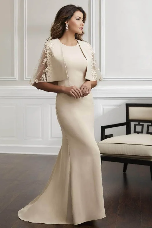 Christina Wu Elegance 17909 - Sleeveless Evening Dress with Cape Metallic unclassified dresses